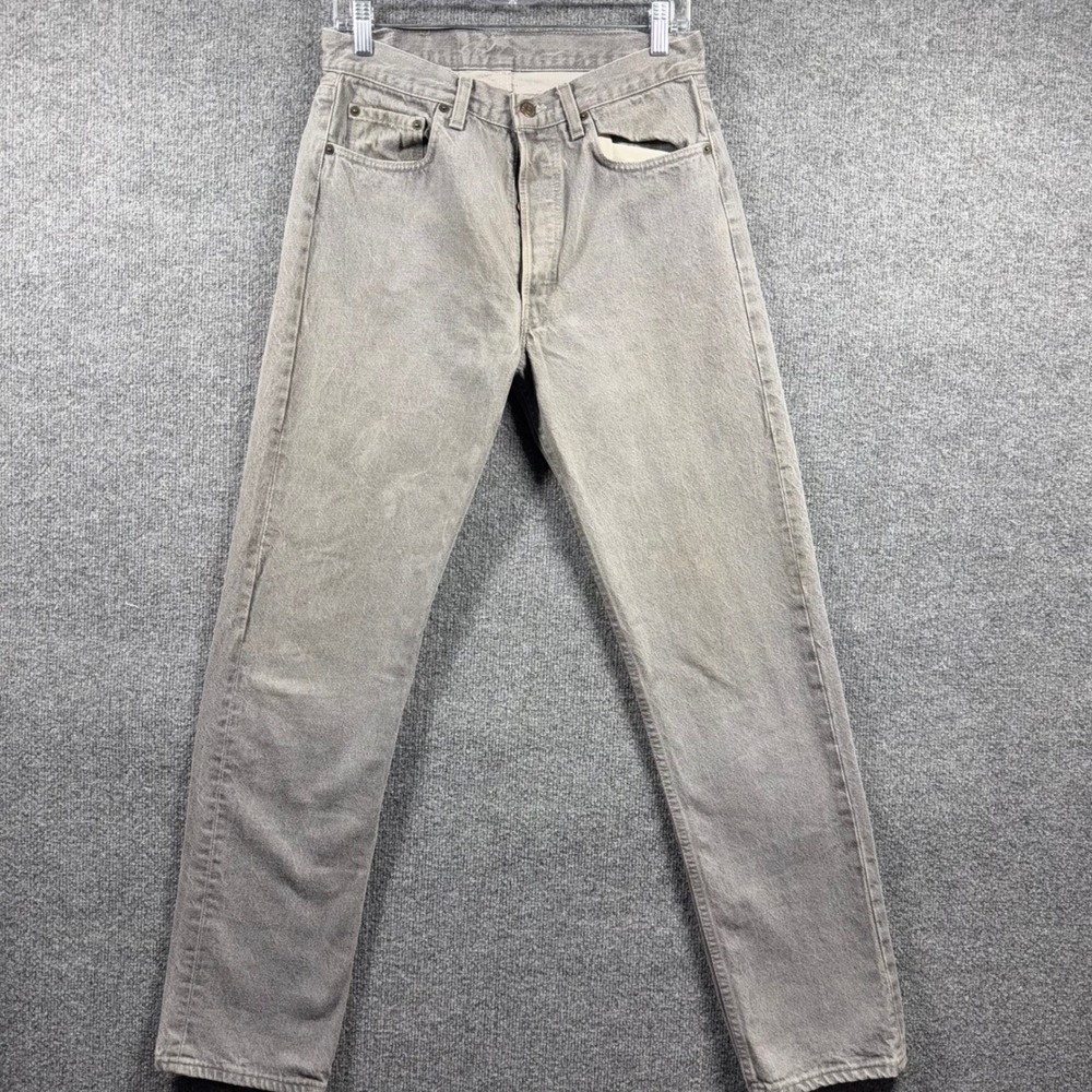 Levis 501 Jeans 33x34 Vintage Original Fit  Gray Faded Button Fly Denim
